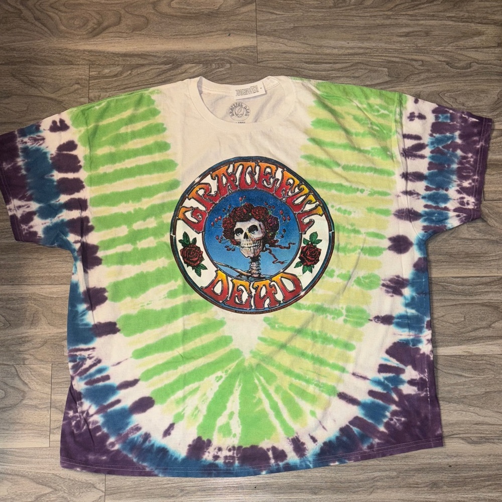 Grateful Dead Spiral Tie-Dye Tee - Green, Purple, White